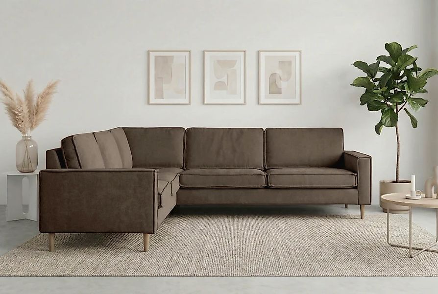 Home affaire Ecksofa "Pinto Skandi, 290 cm, Chenille, Struktur, Ottomane li günstig online kaufen