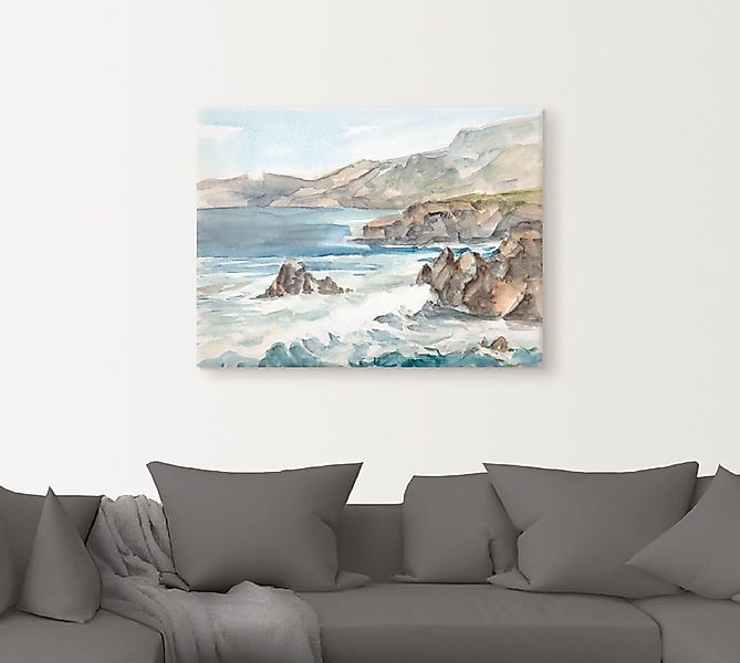 Artland Leinwandbild "Wasserfarben Küste II", Küste, (1 St.), auf Keilrahme günstig online kaufen