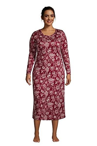Wadenlanges Supima Langarm-Nachthemd in großen Größen, Damen, Größe: 52-54 günstig online kaufen