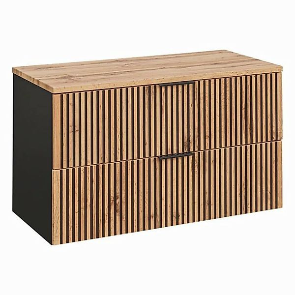 Lomadox Waschbeckenschrank XANTEN-56 100 cm in anthrazit mit Eiche Nb. schw günstig online kaufen