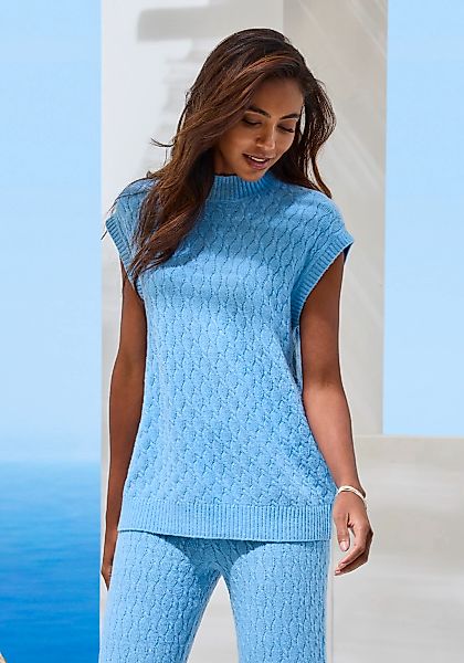 French Connection Pullunder mit Zopfmuster und kleinem Stehkragen, Loungewe günstig online kaufen