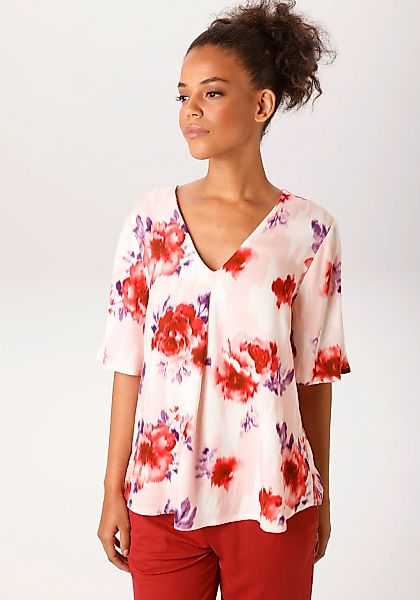 Aniston CASUAL Schlupfbluse mit romantischen Blüten bedruckt - NEUE KOLLEKT günstig online kaufen