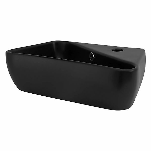 ML-Design Waschbecken aus Keramik Schwarz Matt 45x27x13 cm Eckig Hahnloch R günstig online kaufen
