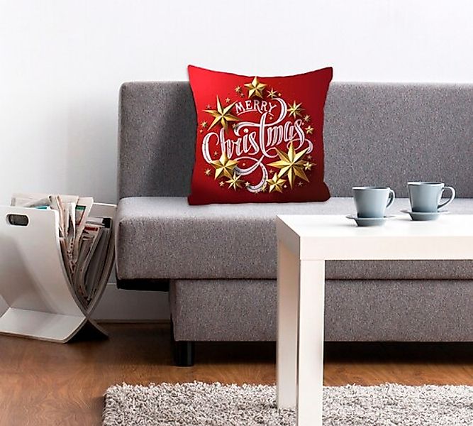 queence Dekokissen »Stars«, Kissenhülle,Merry Christmas,Rot,Weihnachten,Fes günstig online kaufen