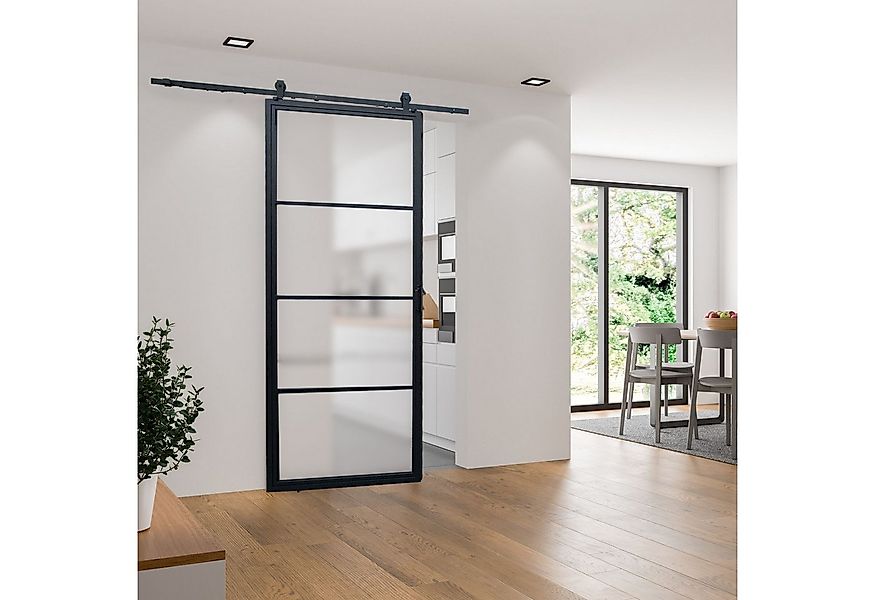 inova wohnen Glasschiebetür satiniertes Glas mit schwarzem Rahmen, Größenau günstig online kaufen