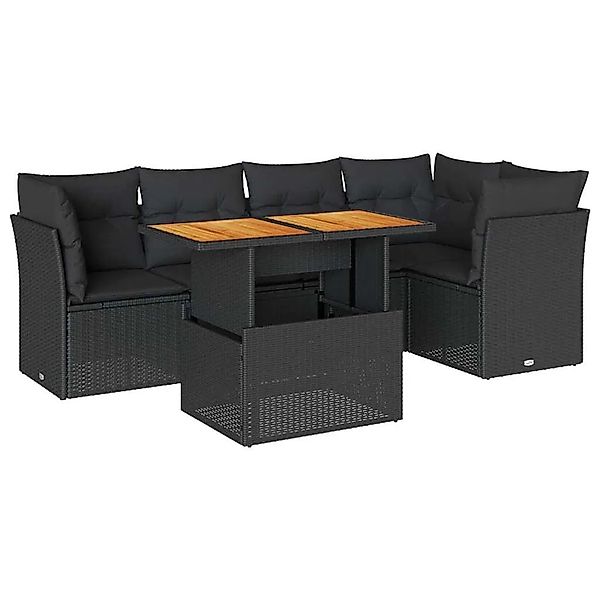 vidaXL 6-Tlg Garten-Sofagarnitur mit Kissen Schwarz Poly Rattan 3326925 günstig online kaufen