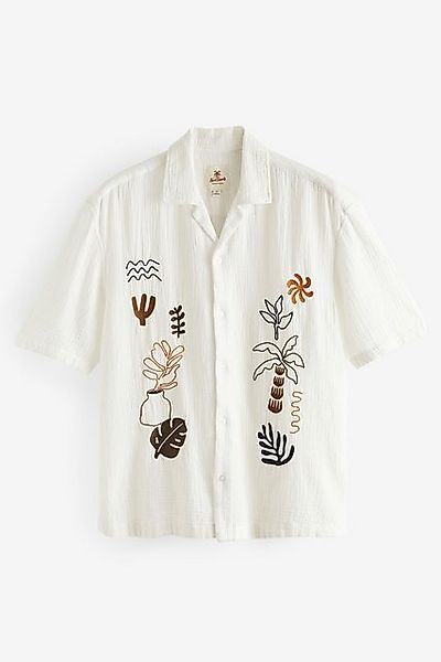 Next Kurzarmhemd Kurzärmeliges Jacquard-Hemd mit kubanischem günstig online kaufen