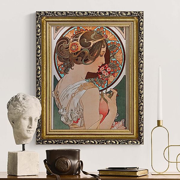 Gerahmtes Leinwandbild Alfons Mucha - Schlüsselblume günstig online kaufen