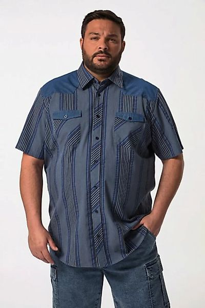 Men Plus Kurzarmhemd Men+ Hemd Halbarm Bauchfit Seersucker Streifen günstig online kaufen