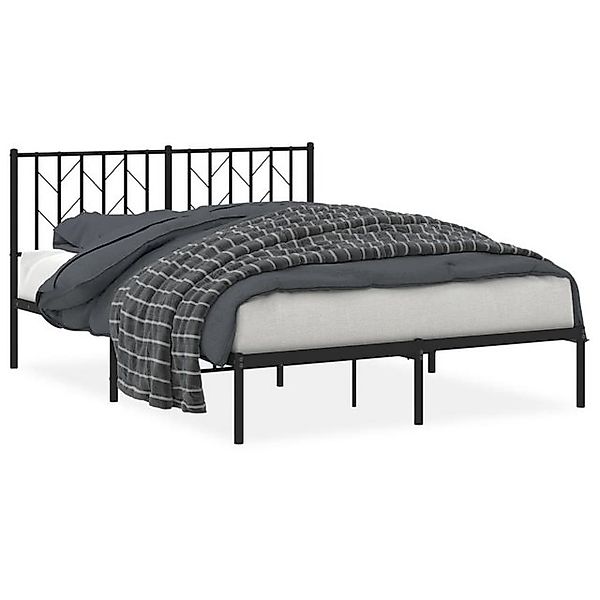 vidaXL Bettgestell, Bettrahmen mit Kopfteil Metall Schwarz 140x190 cm günstig online kaufen