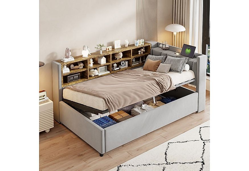 OKWISH Schlafsofa Kinderbett, mit hydraulischem Stauraum, Nachtlicht, USB- günstig online kaufen