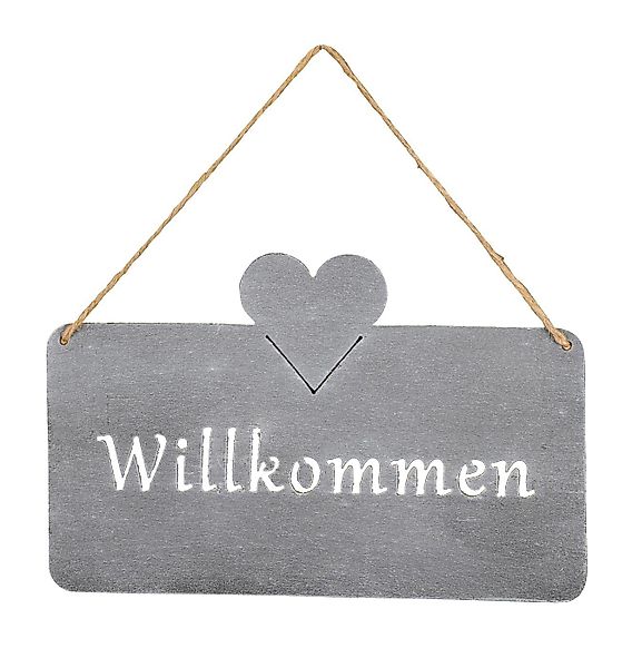 Levandeo® Metallbild, Schild Willkommen 25x16cm Außen günstig online kaufen