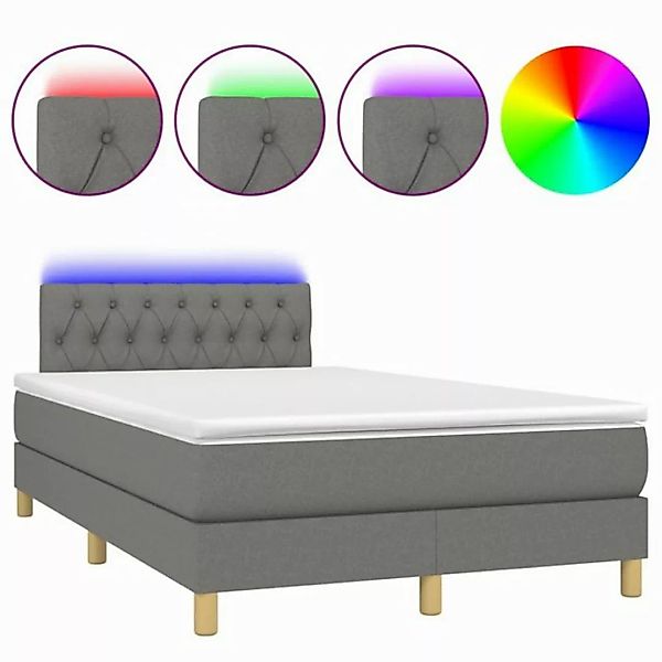 vidaXL Boxspringbett Boxspringbett mit Matratze LED Dunkelgrau 120x200 cm S günstig online kaufen