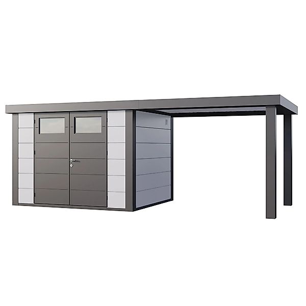 Gerätehaus Classico 3024 mit Offene Lounge L Rechts 582 cm x 238 cm Weiß günstig online kaufen