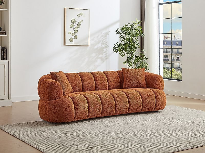 Sofa 3-Sitzer - Bouclé-Stoff - Terracotta - COLIANI günstig online kaufen