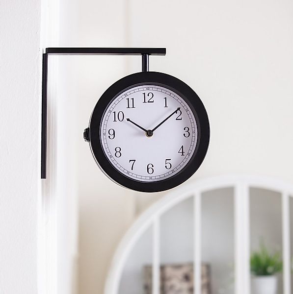 K&L Wall Art Wanduhr hängende Bahnhofsuhr Doppelseitig Vintage Doppeluhr an günstig online kaufen