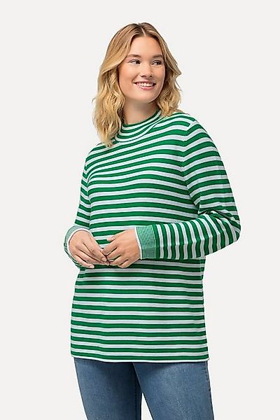 Ulla Popken Strickpullover Pullover Ringel Rollkanten Stehkragen Langarm günstig online kaufen