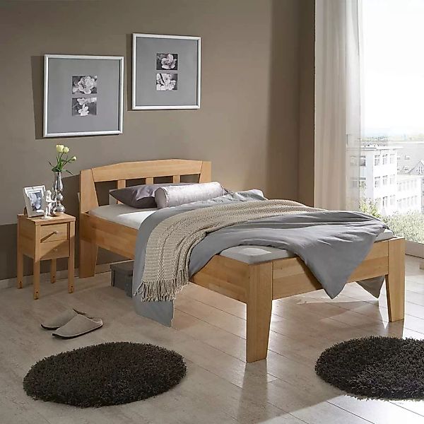 Komforthöhe Bett aus Buche Massivholz geölt (zweiteilig) günstig online kaufen