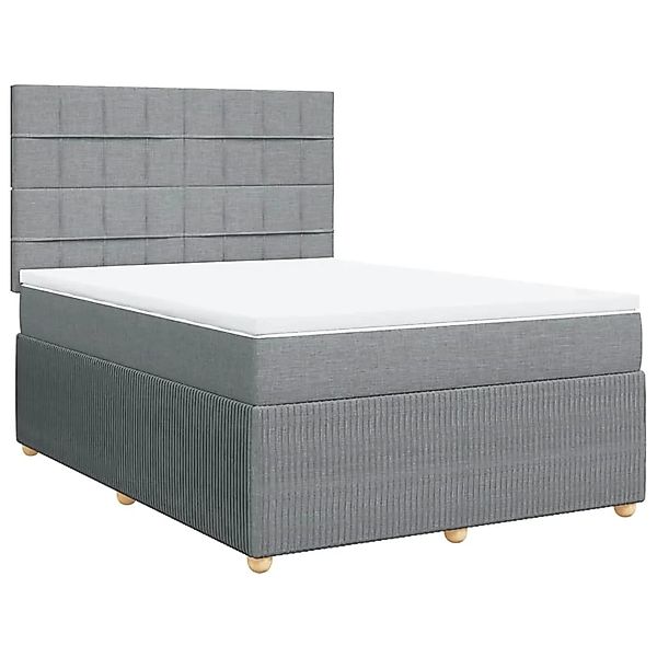 vidaXL Boxspringbett mit Matratze Hellgrau 160x200 cm Stoff 3292107 günstig online kaufen