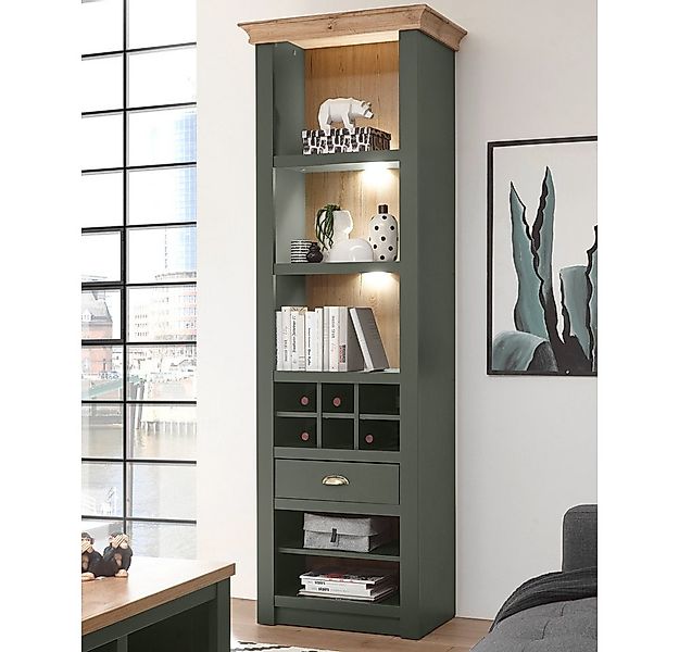 Lomadox Regal CINCINNATI-61, grün mit Wotan Eiche inkl. LED 68/207/45cm günstig online kaufen