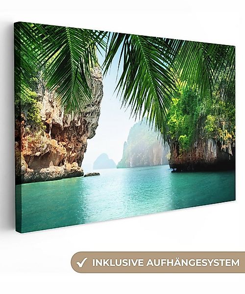 OneMillionCanvasses® Leinwandbild Meer - Palme - Berg - Tropisch, Fotodruck günstig online kaufen