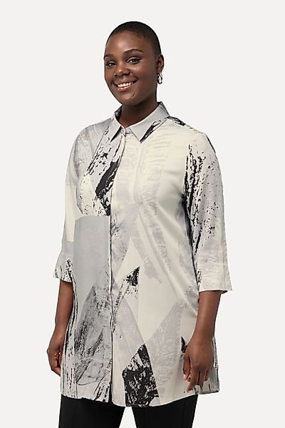 Ulla Popken Hemdbluse Longbluse Federn Hemdkragen günstig online kaufen