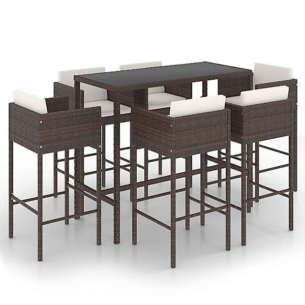 vidaXL Gartenlounge-Set 7-tlg. Gartenbar-Set mit Kissen günstig online kaufen