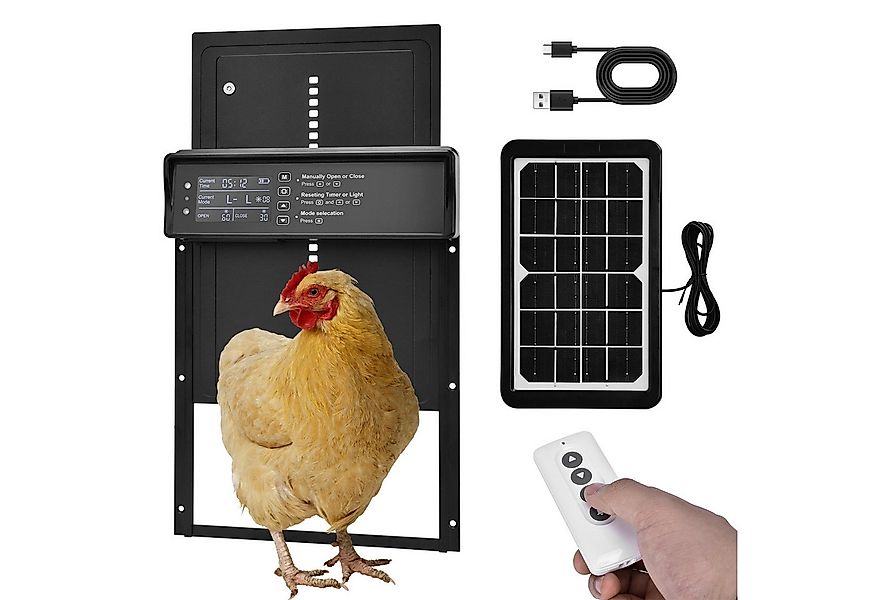 XERSEK Haustierklappe Automatisch Hühnerklappe Solar, Elektrische Hühnersta günstig online kaufen