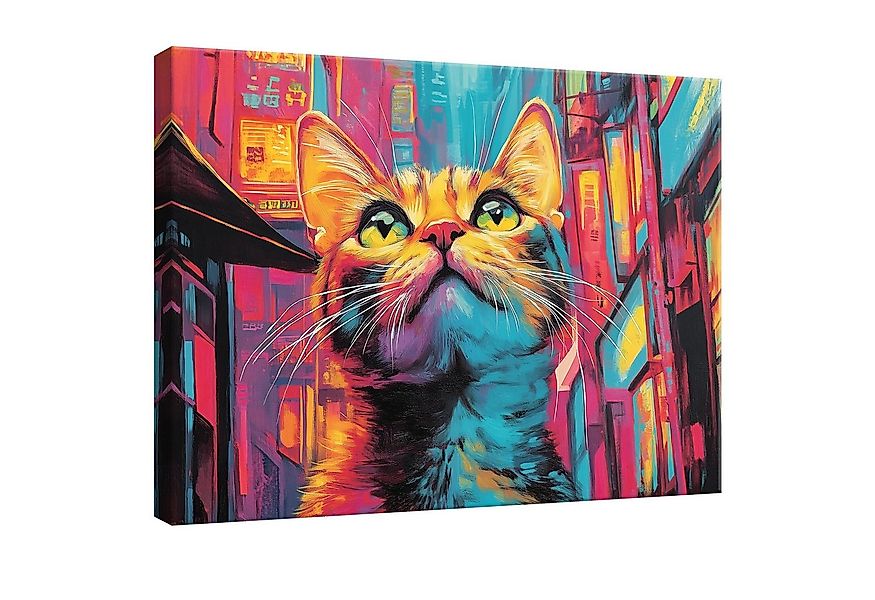 Wallarena Leinwandbild Katze Pop Art Tier Abstrakt Wandbilder XXL Wand Deko günstig online kaufen