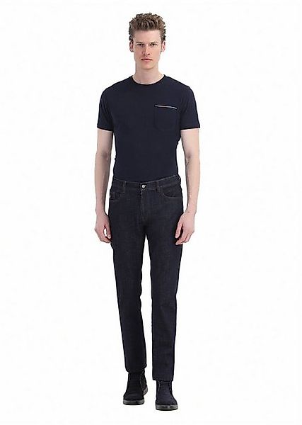 RAMSEY Regular-fit-Jeans Marineblaue Slim-Fit Denim-Baumwollmischungshose günstig online kaufen