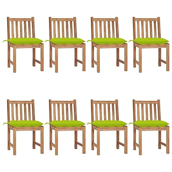 vidaXL Gartenstühle 8 Stk mit Kissen Massivholz Teak 3073168 günstig online kaufen