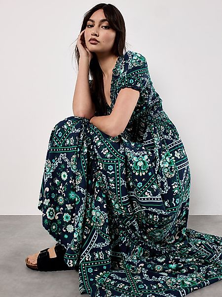 Apricot Maxikleid Scarf Print Smocked Dress, günstig online kaufen