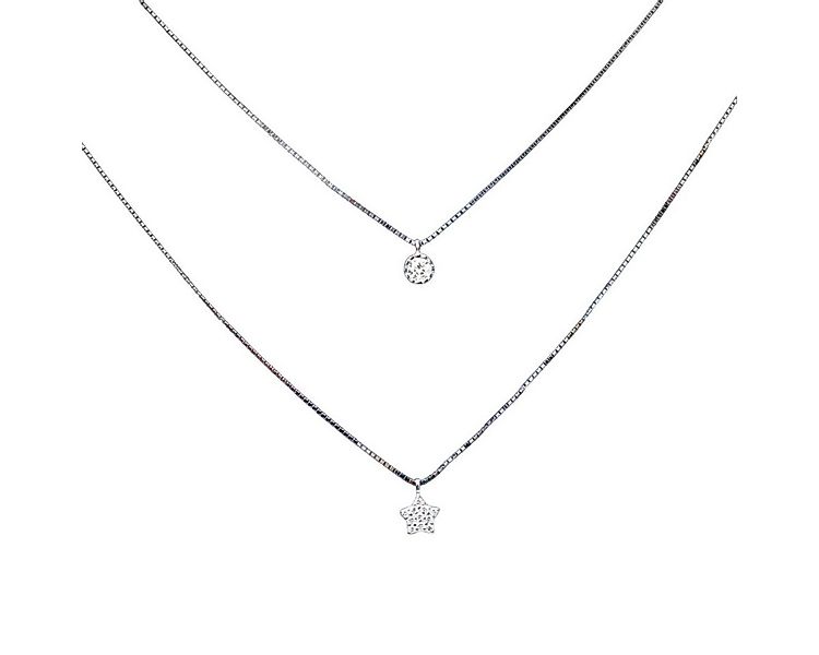 ELLAWIL Silberkette Halsketten mit Stern und runden Zirkonia-Anhänger im La günstig online kaufen