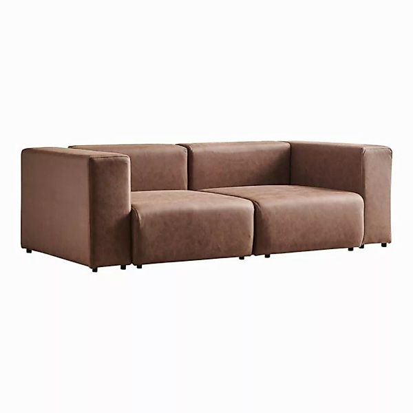 en.casa Sofa, 2 Teile, »Suldal« 2-Sitzer Modulsofa Wildlederimitat Braun günstig online kaufen