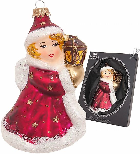 Krebs Glas Lauscha Christbaumschmuck "Engel mit Laterne, goldene Sterne", ( günstig online kaufen