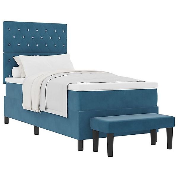 vidaXL Bett Boxspringbett mit Matratze und Bank Dunkelblau 100x200 cm Samt günstig online kaufen