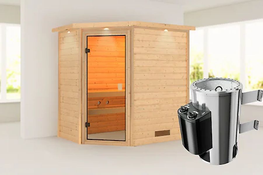 Karibu Sauna »"Juli" mit bronzierter Tür und Kranz, naturbelassen« aus hoch günstig online kaufen