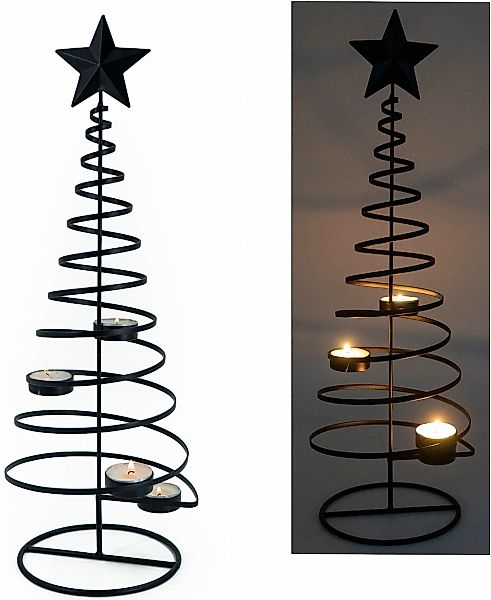NOOR LIVING Kerzenhalter "Teelichthalter BAUM, aus Metall, mit Stern-Spitze günstig online kaufen