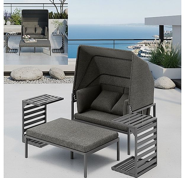 Mucola Strandkorb Relaxinsel mit Dach Gartenliege Aluminium Sonnenliege wet günstig online kaufen