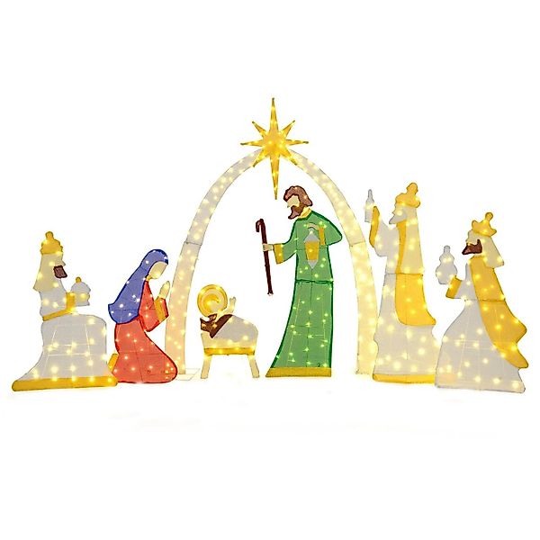 Costway 7 Teilige Krippe Weihnachten Beleuchtet 180 cm  Weihnachtsdeko günstig online kaufen