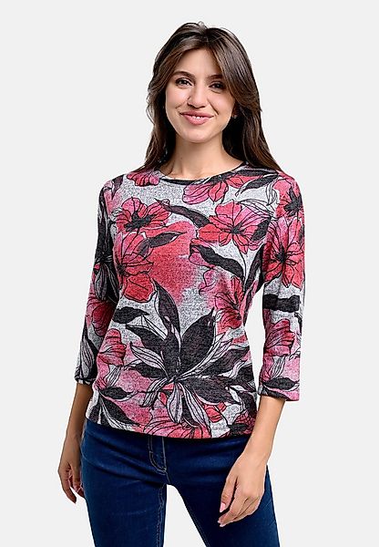 BICALLA T-Shirt Shirt mit floralem Print in Rosé/Grau (1-tlg) günstig online kaufen