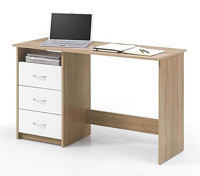 Schreibtisch 3 Schubladen ADRIA von Bega Eiche Sonoma / Weiss günstig online kaufen