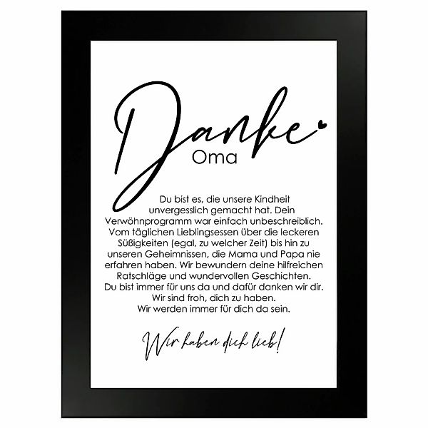 WANDStyle Gerahmtes Poster Danke Oma 13 x 18 cm Geschenkidee für Mehrere Pe günstig online kaufen