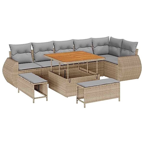 vidaXL Garten-Sofa-Set 9-Tlg Beige Poly Rattan 3361887 günstig online kaufen