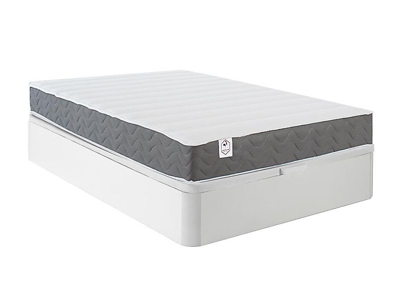 Set aus Bettgestell mit Bettkasten mit Schublade + Matratze - 120 x 200 cm günstig online kaufen
