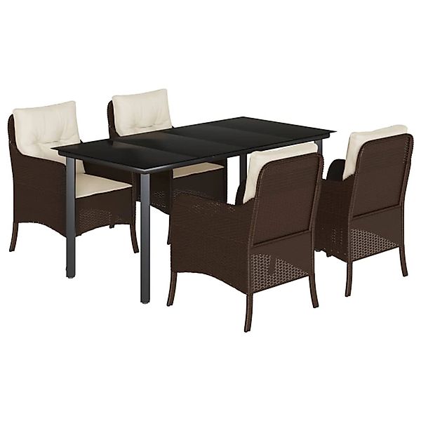vidaXL 5-Tlg Garten-Essgruppe mit Kissen Braun Poly Rattan 3211944 günstig online kaufen