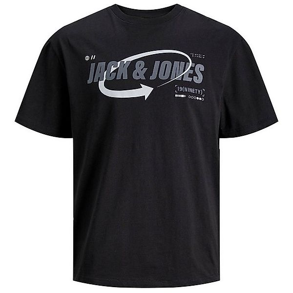 Jack & Jones Rundhalsshirt Große Größen Herren T-Shirt schwarz Labeldruck J günstig online kaufen