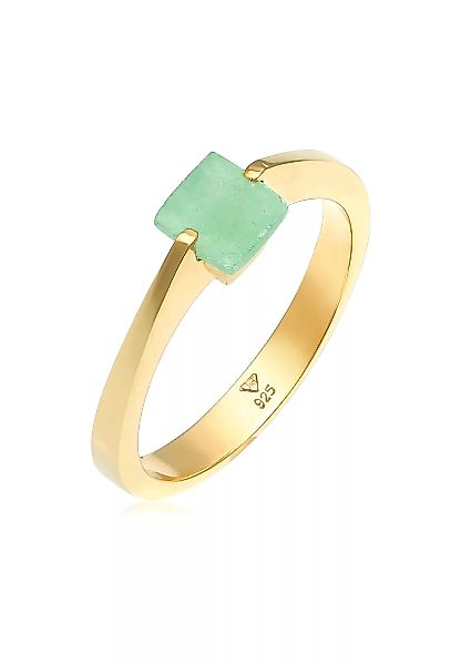 Elli Premium Fingerring "Jade Grün Dreieck klassik 925 Silber vergoldet" günstig online kaufen