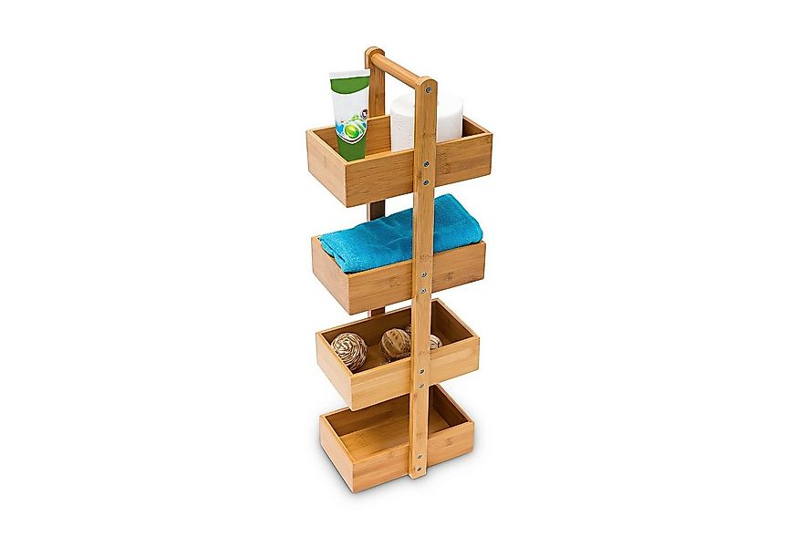 relaxdays Badregal Bambus Ablageständer mit 4 Fächern günstig online kaufen