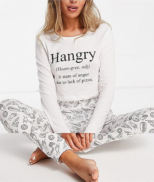Brave Soul – Hangry – Langer Pyjama in Schwarzweiß günstig online kaufen